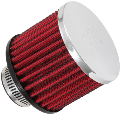 K&N 62-1390 Vent Air Filter / Breather - Non-woven Synthetic, Chrome Top, Black Rubber Base, 1-1/4" Flange