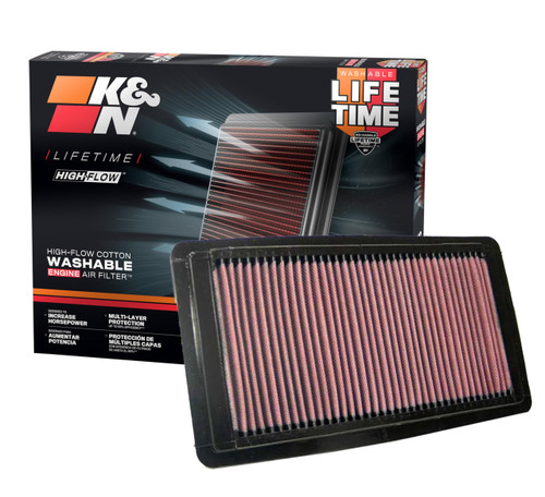 K&N 33-2309 High-Flow Replacement Panel Air Filter for 2005-2015 Honda Odyssey &amp; Pilot - 12x6.813x0.938 in