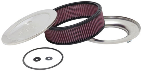K&N 60-1120 Round Air Filter Assembly - Red Cotton Gauze, Chrome Top, 9 Inch