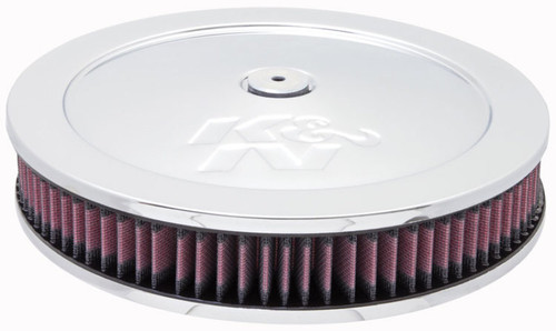 K&N 60-1170 Round Air Filter Assembly - Red Cotton Gauze, Chrome Top, 11 Inch