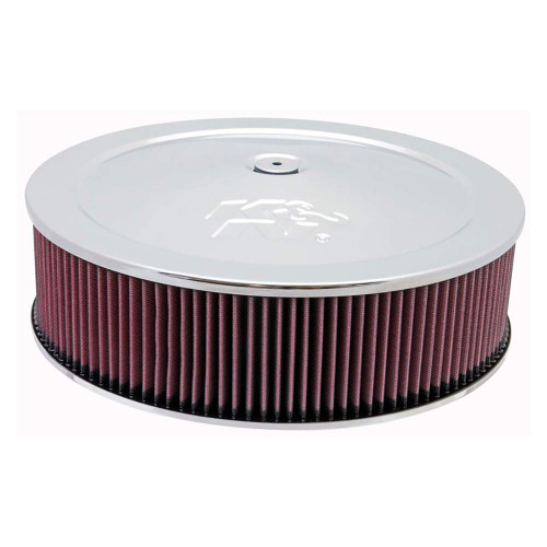 K&N 60-1263 Round Air Filter Assembly - Red Cotton Gauze, Chrome Top, 14 Inch