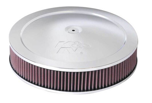 K&N 60-1280 Round Air Filter Assembly - Red Cotton Gauze, Chrome Top, 14 Inch, 1-1/4" Drop Base