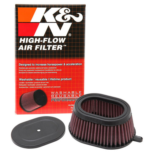 K&N KA-6589 Oval Replacement Air Filter for 1987-2018 Kawasaki KLR650 - Red Cotton Gauze, 1 Year Warranty