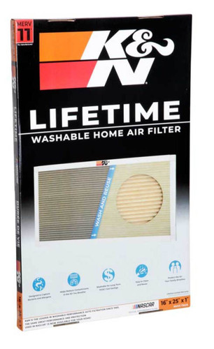 K&N HVC-11625 MERV 11 Washable & Reusable HVAC Filter 16x25x1 - Synthetic Media, Lifetime Warranty