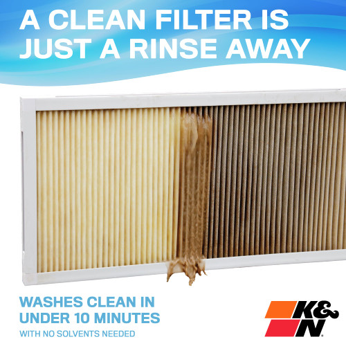 K&N HVC-12430 MERV 11 Washable & Reusable HVAC Filter 24x30x1 - Synthetic Media, Lifetime Warranty