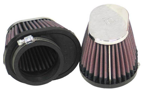 K&N RC-0982 Universal Clamp-On Oval Air Filter 2-Pack - Chrome Top