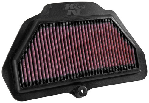 K&N KA-1016 Trapezoidal Replacement Air Filter for 2016-2021 Kawasaki Ninja ZX-10R - Red Cotton Gauze, Lifetime Warranty