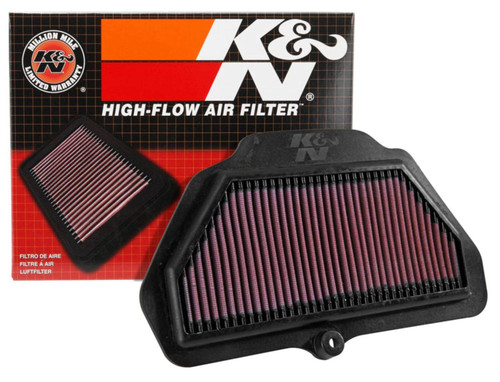 K&N KA-1016 Trapezoidal Replacement Air Filter for 2016-2021 Kawasaki Ninja ZX-10R - Red Cotton Gauze, Lifetime Warranty