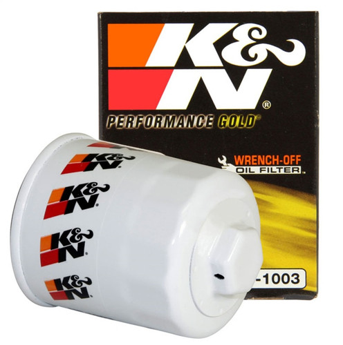 K&N HP-1003 Premium Oil Filter with Wrench Off Nut - High Flow Media, 1 Year Warranty