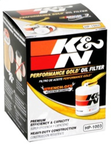 K&N HP-1003 Premium Oil Filter with Wrench Off Nut - High Flow Media, 1 Year Warranty