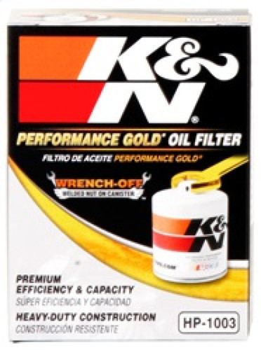 K&N HP-1003 Premium Oil Filter with Wrench Off Nut - High Flow Media, 1 Year Warranty