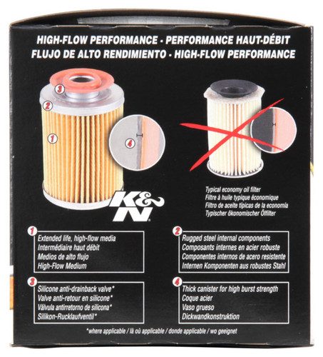 K&N HP-1011 Premium Oil Filter with Wrench Off Nut - High Flow Media, 1 Year Warranty