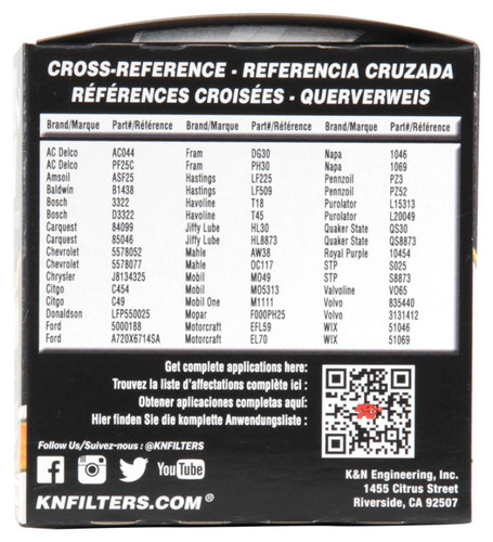 K&N HP-1011 Premium Oil Filter with Wrench Off Nut - High Flow Media, 1 Year Warranty