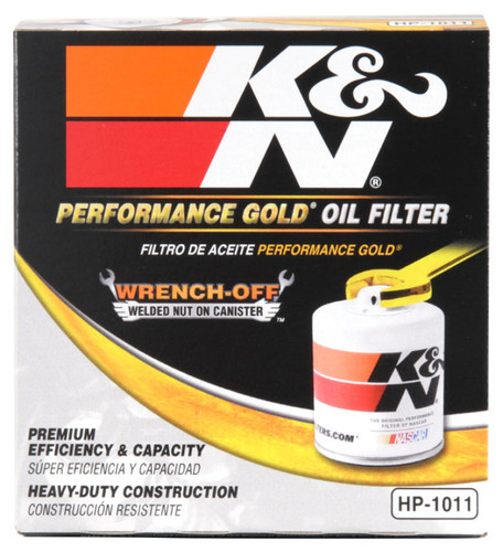 K&N HP-1011 Premium Oil Filter with Wrench Off Nut - High Flow Media, 1 Year Warranty