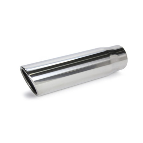 Vibrant 1575 3" Round Stainless Steel Tip (Single Wall, Angle Cut, Rolled Edge) - 2.5" Inlet, 11" Long