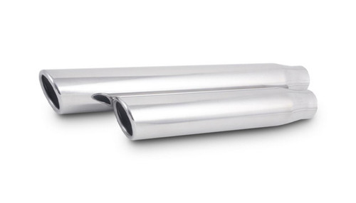 Vibrant 1578 3.5" Round Stainless Steel Tip (Single Wall, Angle Cut, Rolled Edge) - 3" Inlet, 11" Long