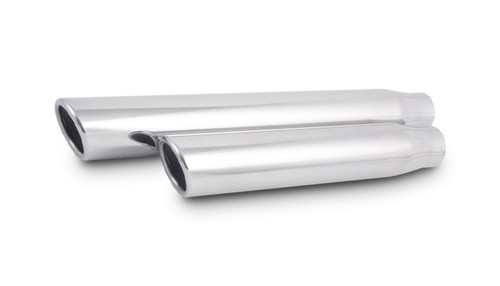 Vibrant 1578 3.5" Round Stainless Steel Tip (Single Wall, Angle Cut, Rolled Edge) - 3" Inlet, 11" Long