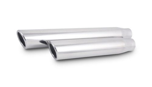 Vibrant 1578 3.5" Round Stainless Steel Tip (Single Wall, Angle Cut, Rolled Edge) - 3" Inlet, 11" Long