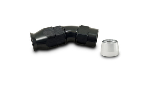 Vibrant 28310 30 Degree High Flow Hose End Fitting -10AN for PTFE Lined Hose Black Anodized 6061 Aluminum