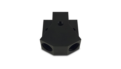 Vibrant 10893 Y-Block Adapter -8 ORB Single to Dual -8 ORB with 1/8" NPT Black Anodized