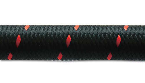 Vibrant 11964R 10ft Roll of Black/Red Nylon Braided Flex Hose, -4AN