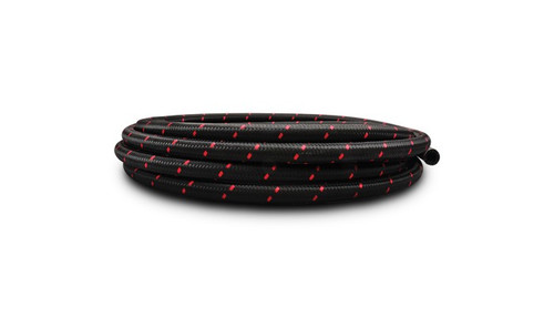 Vibrant 11972R 10ft Roll of Black/Red Nylon Braided Flex Hose, -12AN