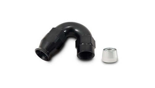 Vibrant 28504 150 Degree High Flow Hose End Fitting for PTFE Lined Hose -4AN Black Anodized