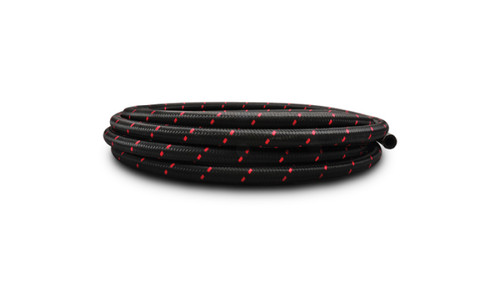 Vibrant 11976R 20ft Roll of Black/Red Nylon Braided Flex Hose, -6AN