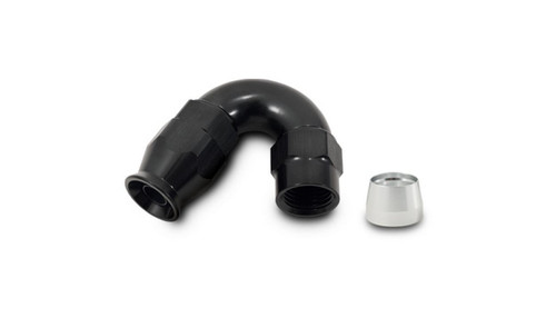 Vibrant 28512 150 Degree High Flow Hose End Fitting for PTFE Lined Hose -12AN Black Anodized
