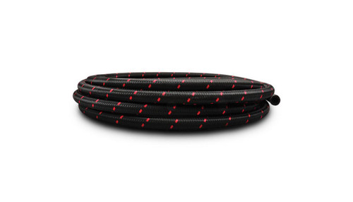Vibrant 11978R 20ft Roll of Black/Red Nylon Braided Flex Hose, -8AN