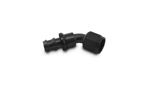 Vibrant 22406 Push-On 45 Degree Hose End Elbow Fitting -6AN Black Anodized 6061 Aluminum