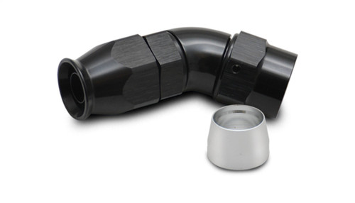 Vibrant 28416 45 Degree High Flow Hose End Fitting for PTFE Lined Hose -16AN Black Anodized