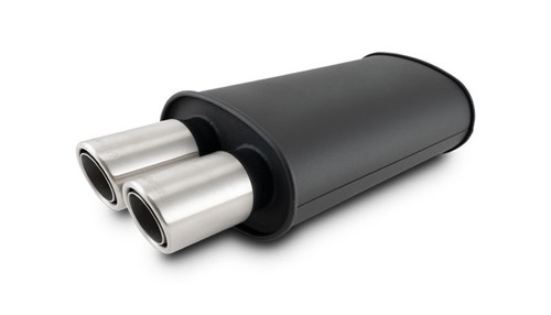 Vibrant 12310 StreetPower Flat Black Oval Muffler with Dual 3" Brushed Tips 2.5" Inlet