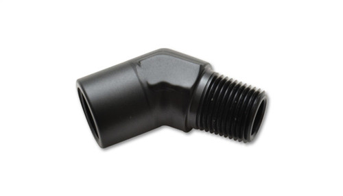 Vibrant 11331 45 Degree Female to Male Pipe Adapter Fitting, 1/4" NPT Black Anodized