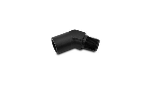 Vibrant 11331 45 Degree Female to Male Pipe Adapter Fitting, 1/4" NPT Black Anodized