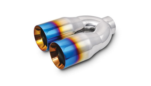 Vibrant 1339B Dual 3.5" Round Stainless Steel Tips with Burnt Blue Finish