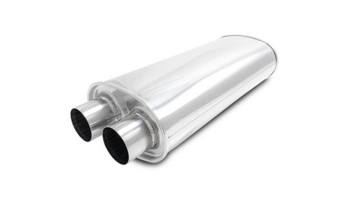 Vibrant 10538 StreetPower Oval Muffler 2.50" Dual In/Out 18" Body 304 Stainless Steel