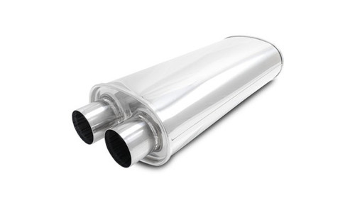 Vibrant 10538 StreetPower Oval Muffler 2.50" Dual In/Out 18" Body 304 Stainless Steel
