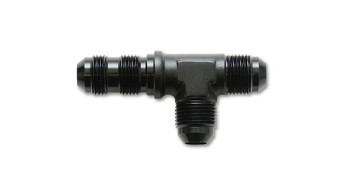 Vibrant 10626 AN Bulkhead Tee on Run -6AN Black Anodized 6061 Aluminum