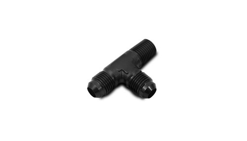 Vibrant 10471 Male Flare Tee with Pipe On Run, -4AN x 1/8" NPT Black Anodized