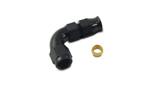 Vibrant 16568 90 Degree Tube to Female AN Adapter -8AN x 1/2" Tube Black Anodized