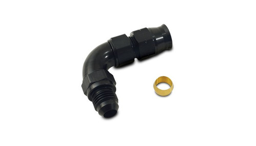 Vibrant 16586 90 Degree Tube to Male AN Adapter -6AN x 3/8" Tube Black Anodized