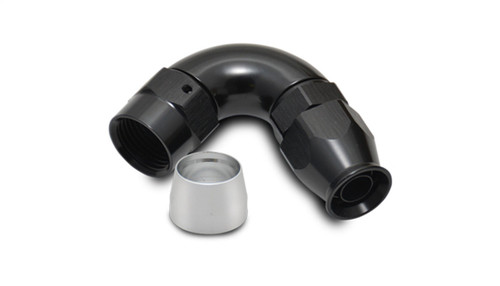 Vibrant 28210 120 Degree High Flow Hose End Fitting for PTFE Lined Hose -10AN Black Anodized