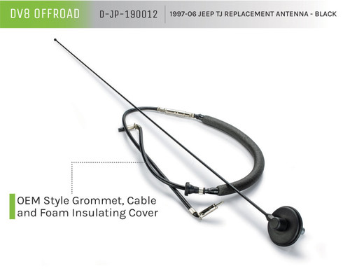 DV8 Offroad D-JP-190012 Antenna for 1997-2006 Jeep Wrangler - Stainless Steel
