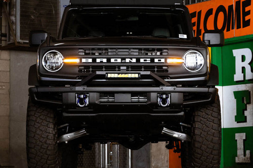 DV8 Offroad LBBR-04 Factory Modular Front Bumper Bull Bar for 2021-2023 Ford Bronco - Micro-Texture Black Powder Coat