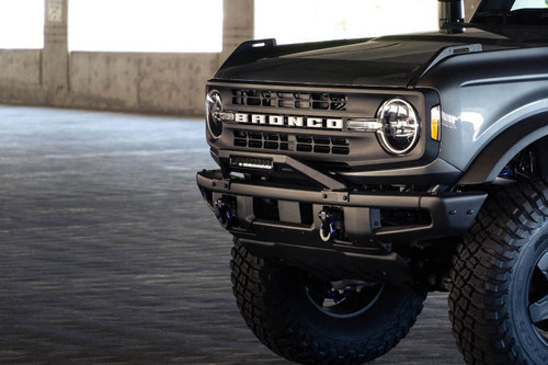 DV8 Offroad LBBR-04 Factory Modular Front Bumper Bull Bar for 2021-2023 Ford Bronco - Micro-Texture Black Powder Coat