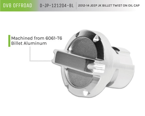 DV8 Offroad D-JP-121204-BL Engine Oil Filler Cap for 2012-2018 Jeep Wrangler, Wrangler JK - Billet Aluminum