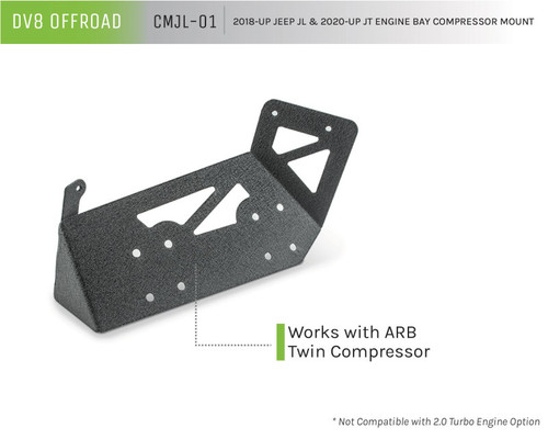 DV8 Offroad CMJL-01 Air Suspension Compressor Mount for 2018-2021 Jeep Gladiator, Wrangler - Steel