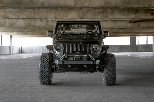 DV8 Offroad FBJL-06 FS-25 Stubby Front Bumper for 2007-2021 Jeep Wrangler JK/JL, Gladiator - Micro-Texture Powder-Coat