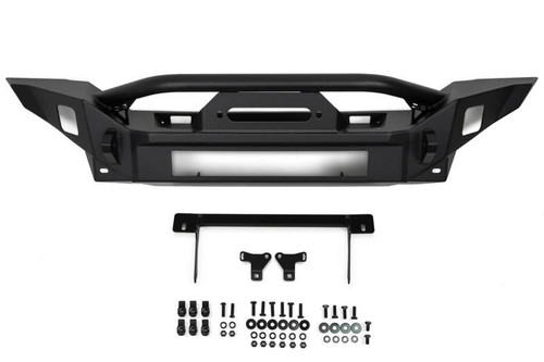 DV8 Offroad FBJL-07 FS-7 Mid-Width Winch Front Bumper for 2018-2021 Jeep Wrangler JL, Gladiator - Micro-Texture Powder-Coat